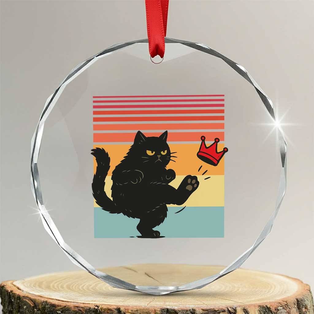 No Kings Black Cat Crystal Glass Ornament Funny Kitten Social Justice - Wonder Print Shop