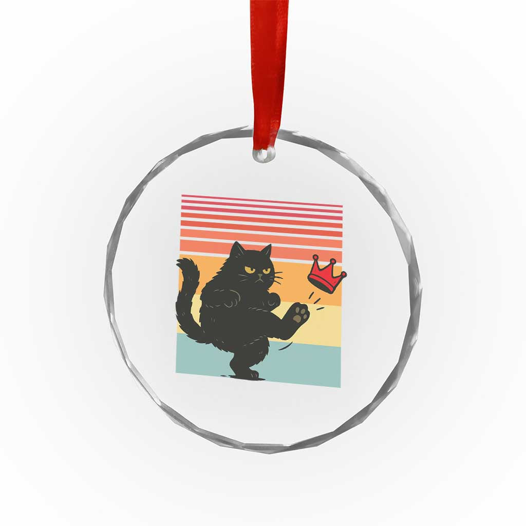 No Kings Black Cat Crystal Glass Ornament Funny Kitten Social Justice - Wonder Print Shop