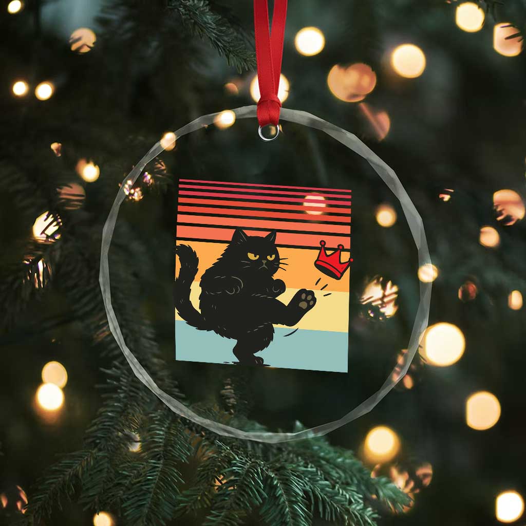 No Kings Black Cat Crystal Glass Ornament Funny Kitten Social Justice - Wonder Print Shop