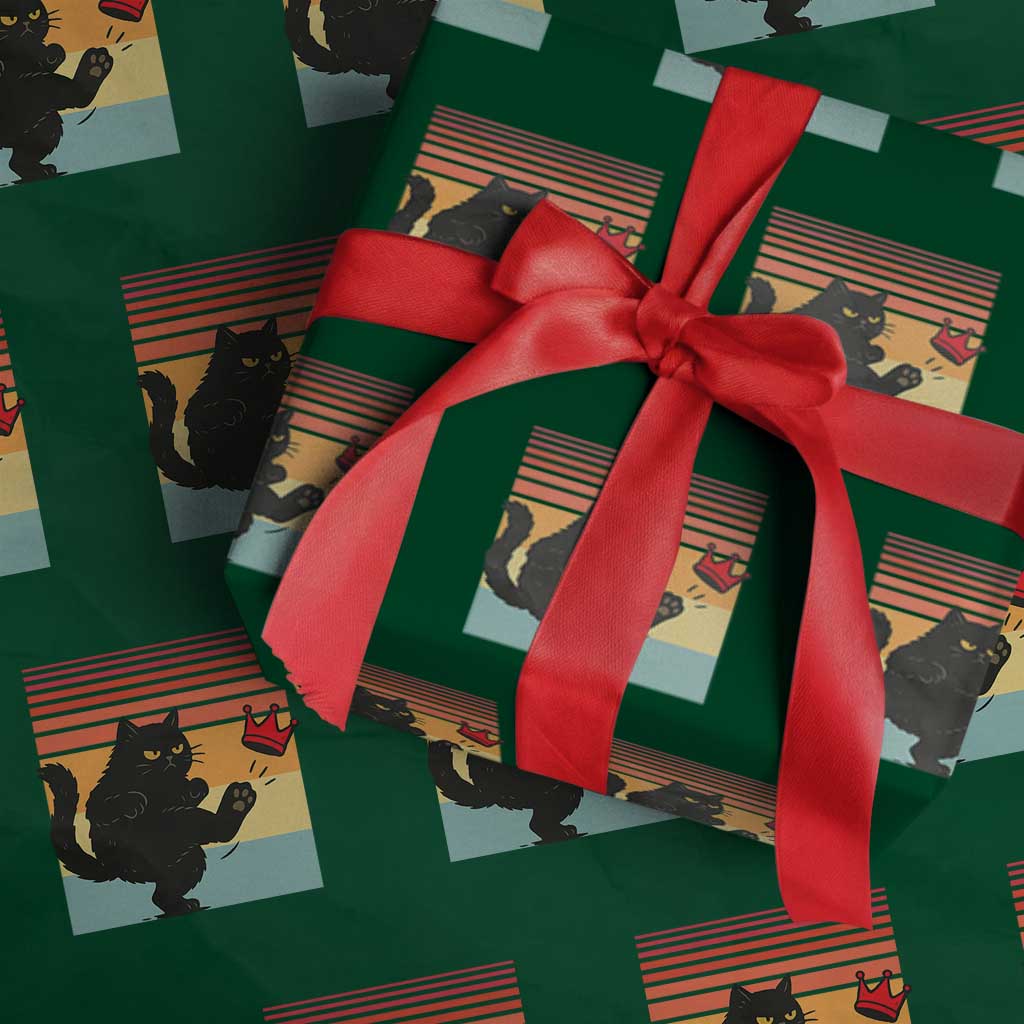 No Kings Black Cat Wrapping Paper Roll Funny Kitten Social Justice - Wonder Print Shop