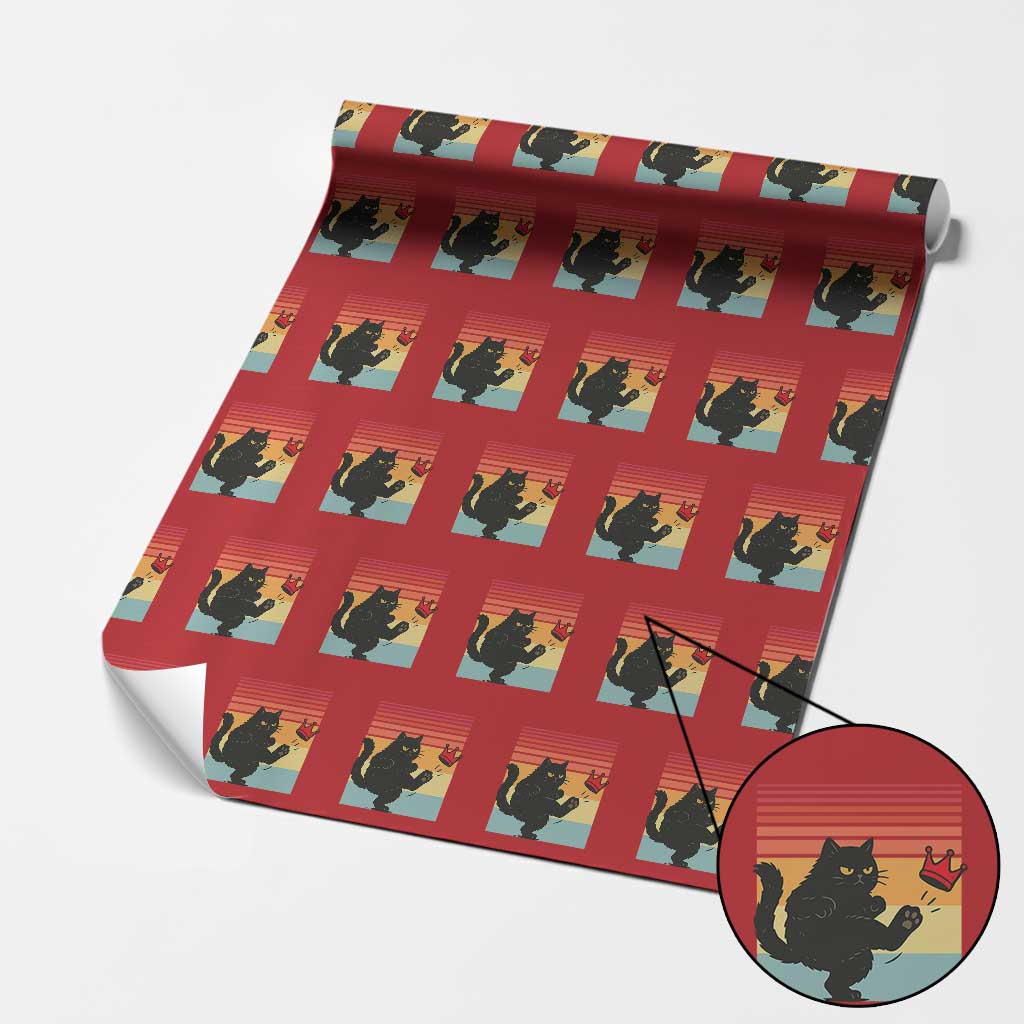 No Kings Black Cat Wrapping Paper Roll Funny Kitten Social Justice - Wonder Print Shop