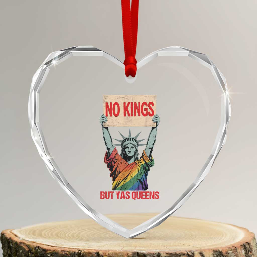 No Kings But Yas Queens Heart Crystal Glass Ornament Statue Of Liberty LGBTQ Pride Ally Pride