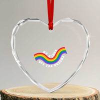 No Kings But Yas Queens LGBTQ Pride Retro Rainbow Heart Crystal Glass Ornament