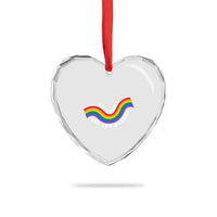 No Kings But Yas Queens LGBTQ Pride Retro Rainbow Heart Crystal Glass Ornament