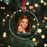 No Kings Crystal Glass Ornament Funny Disgusted Doll Face Meme