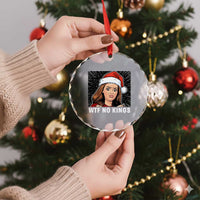 No Kings Crystal Glass Ornament Funny Doll Face Meme Christmas TS14