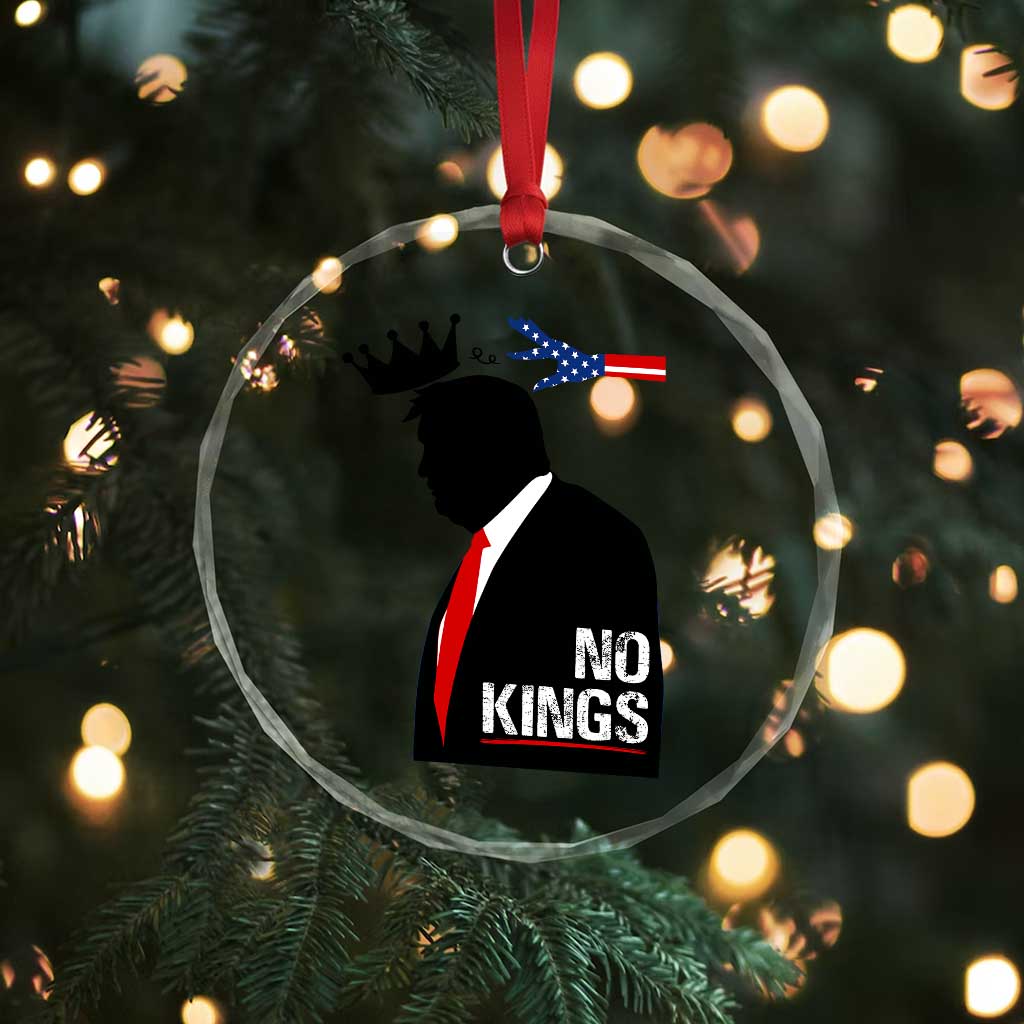 No Kings Crystal Glass Ornament Funny Resist Meme - Wonder Print Shop