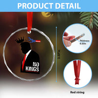 No Kings Crystal Glass Ornament Funny Resist Meme - Wonder Print Shop