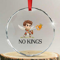 No Kings Crystal Glass Ornament Funny Saint Michael Topples The Crown