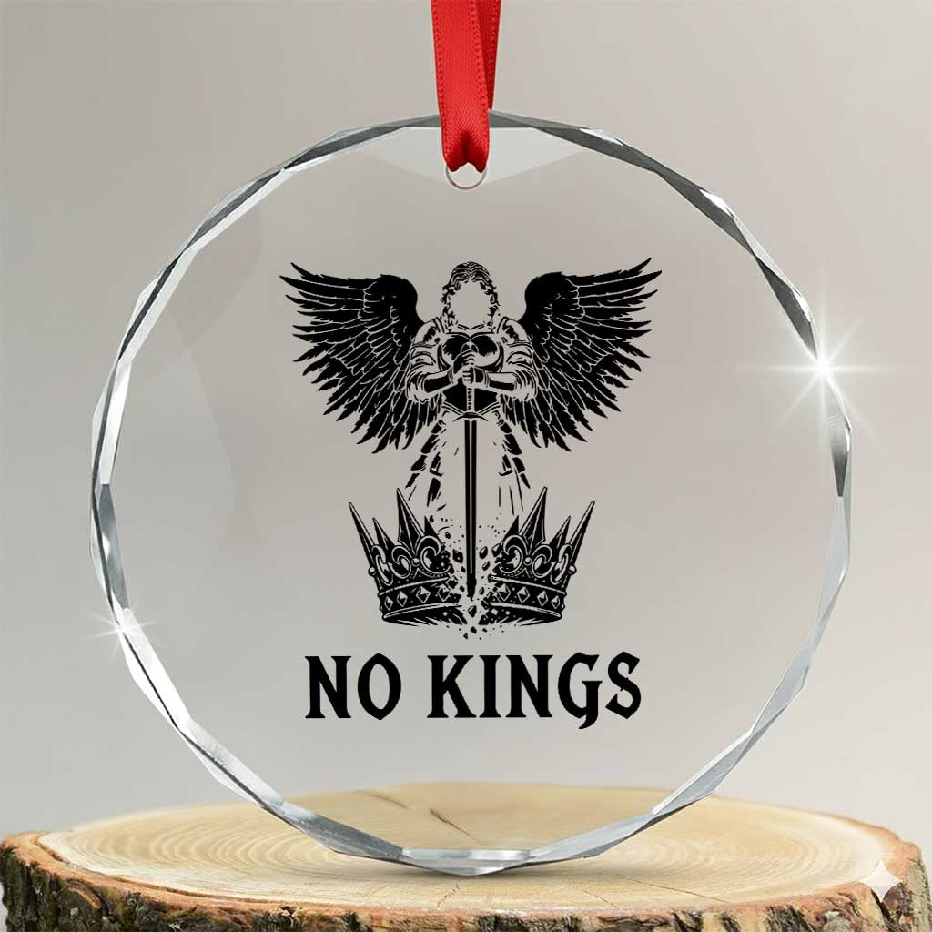 No Kings Crystal Glass Ornament St Michael Archangel Victory Over Tyranny