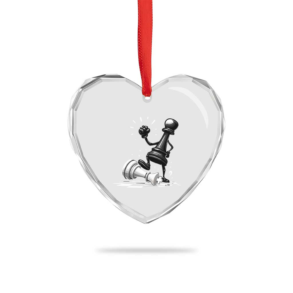 No Kings Heart Crystal Glass Ornament America Protest Chess Rejecting Kings - Wonder Print Shop