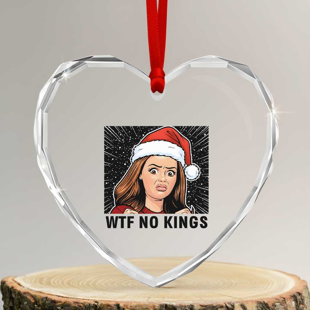 No Kings Heart Crystal Glass Ornament Funny Disgusting Doll Face Meme Christmas - Wonder Print Shop