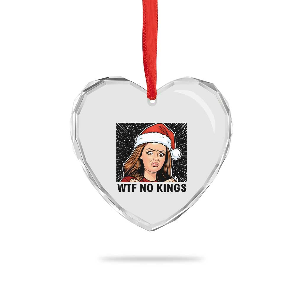 No Kings Heart Crystal Glass Ornament Funny Disgusting Doll Face Meme Christmas - Wonder Print Shop