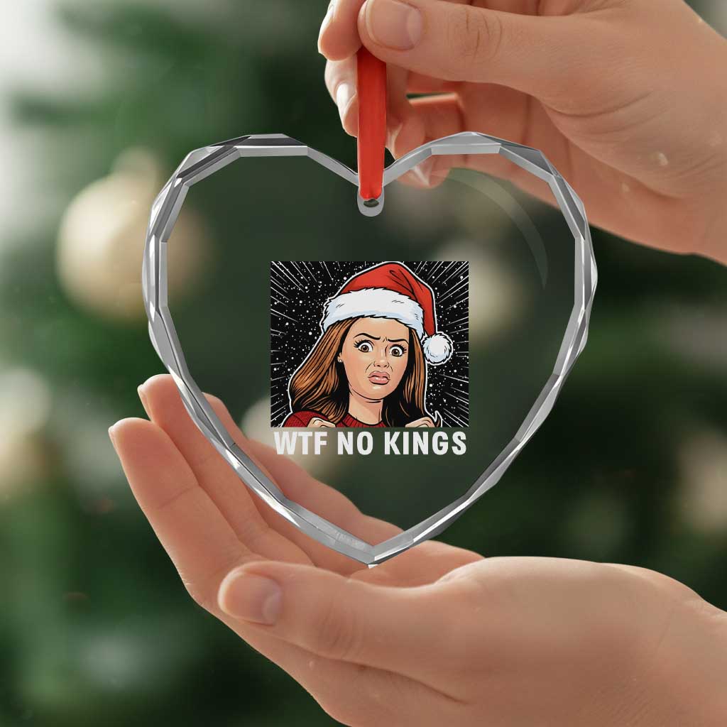 No Kings Heart Crystal Glass Ornament Funny Doll Face Meme Christmas - Wonder Print Shop