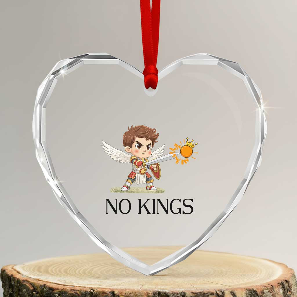 No Kings Heart Crystal Glass Ornament Funny Saint Michael Topples The Crown