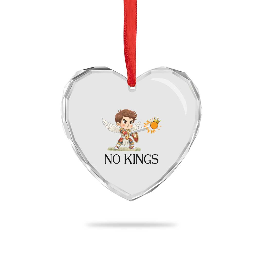No Kings Heart Crystal Glass Ornament Funny Saint Michael Topples The Crown
