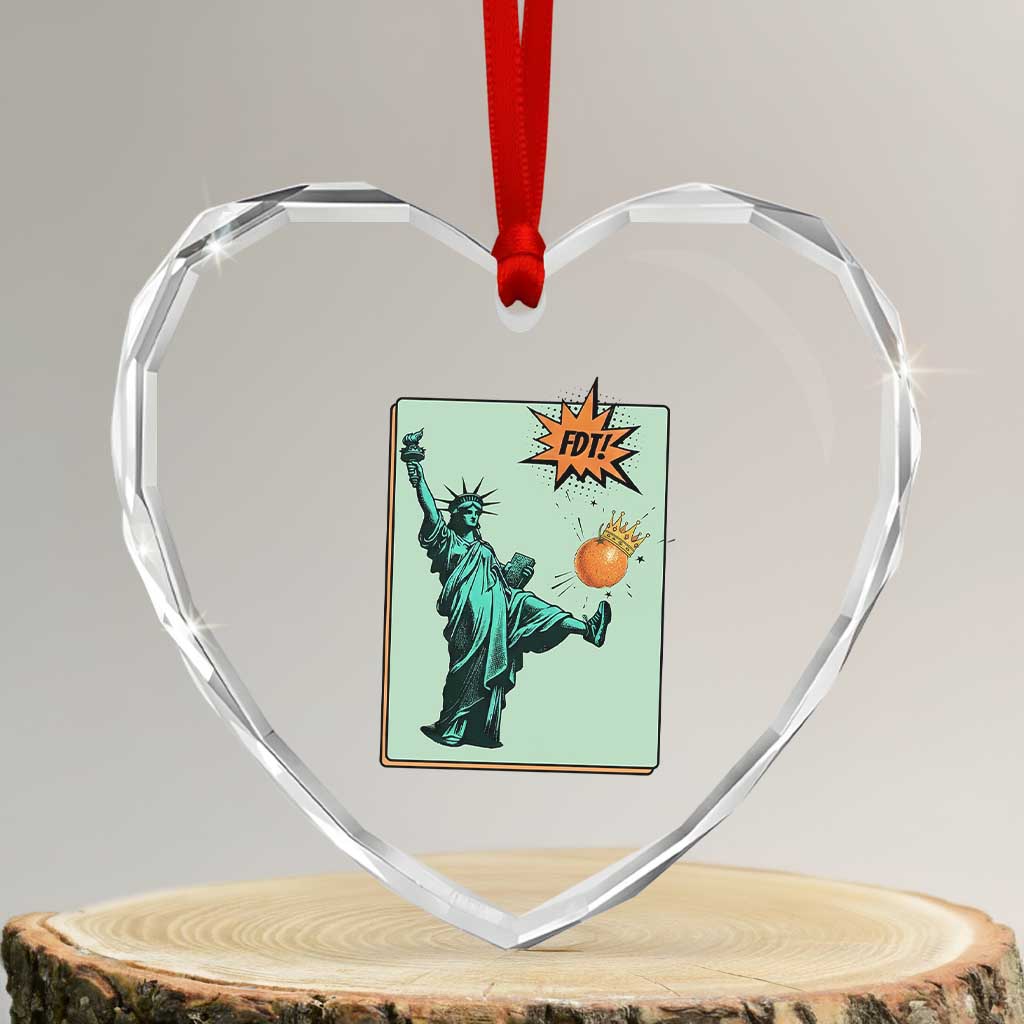 No Kings Heart Crystal Glass Ornament Statue of Liberty Political Protest - Wonder Print Shop