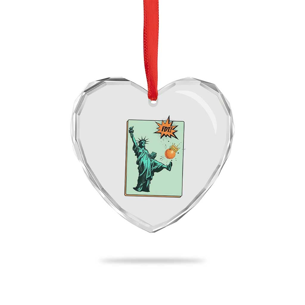 No Kings Heart Crystal Glass Ornament Statue of Liberty Political Protest - Wonder Print Shop
