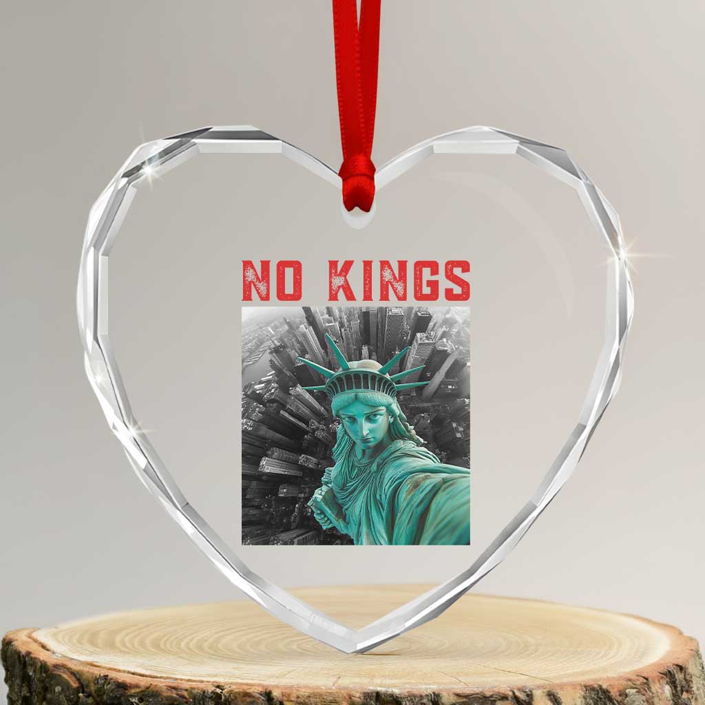 No Kings Heart Crystal Glass Ornament Statue of Liberty Selfie Freedom - Wonder Print Shop