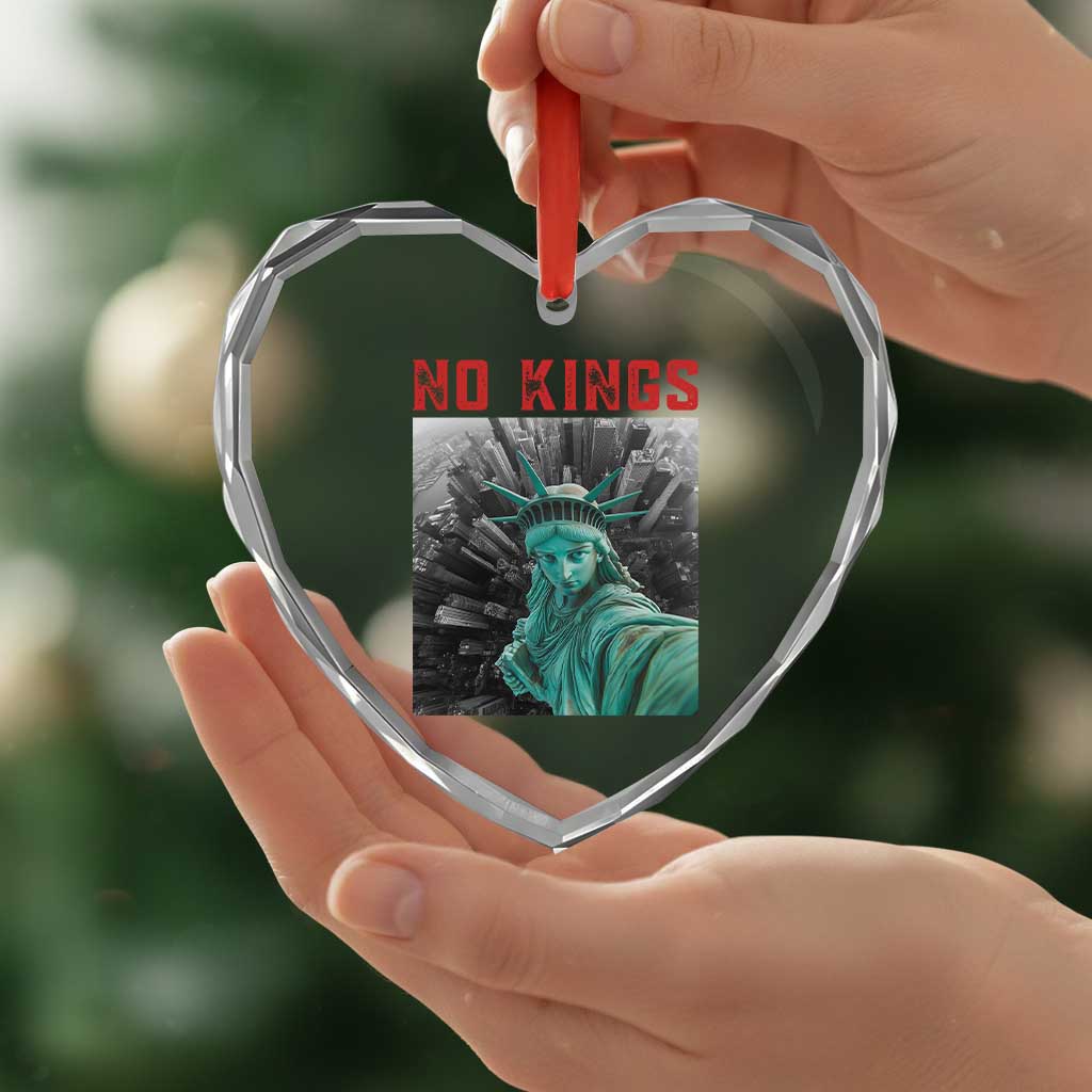 No Kings Heart Crystal Glass Ornament Statue of Liberty Selfie Freedom - Wonder Print Shop