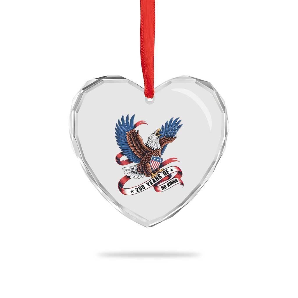No Kings Heart Crystal Glass Ornament USA 250th Anniversary Freedom Eagle