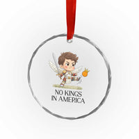 No Kings In America Crystal Glass Ornament Funny Saint Michael Kicking Crown