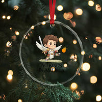 No Kings In America Crystal Glass Ornament Funny Saint Michael Kicking Crown