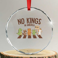 No Kings in America Crystal Glass Ornament Resist Protest Cute Animal Resistance March - Wonder Print Shop