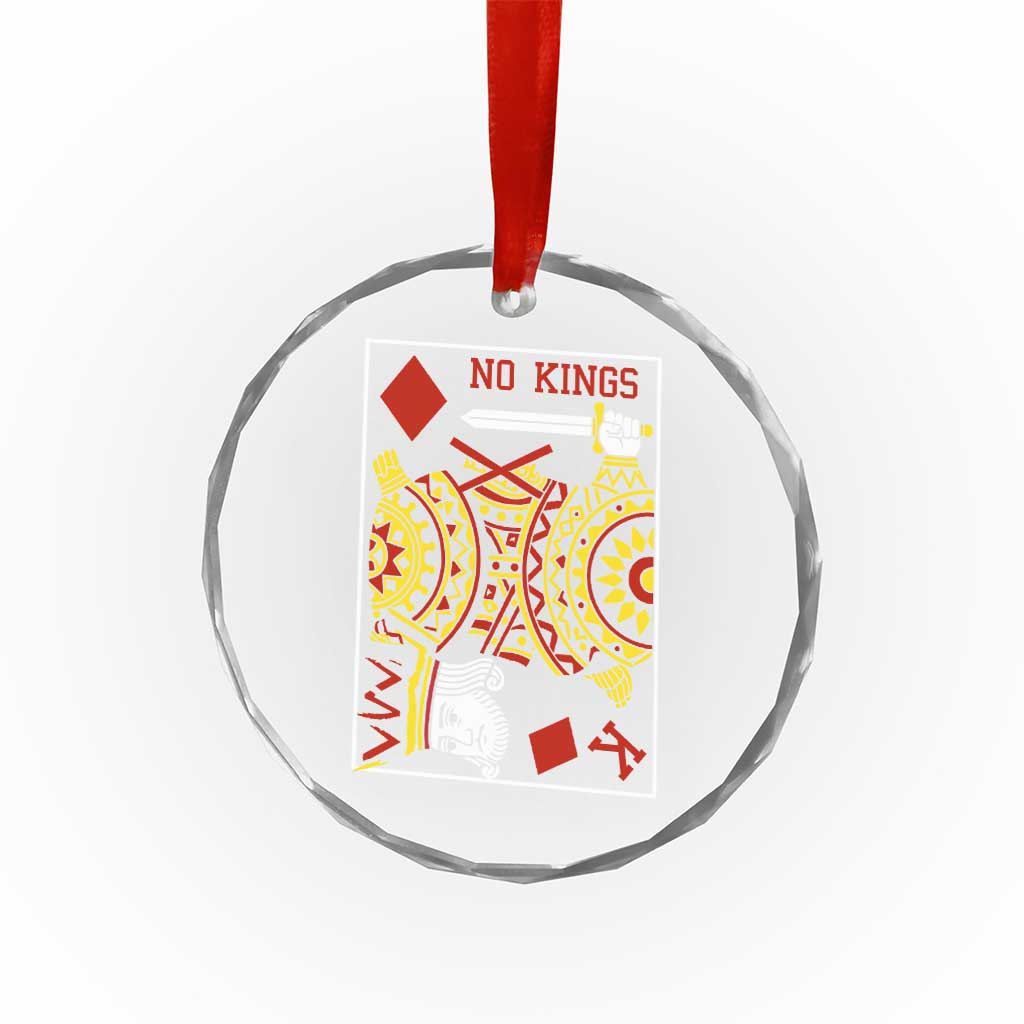 No Kings in America Crystal Glass Ornament Resist Protest Playing Card - Wonder Print Shop