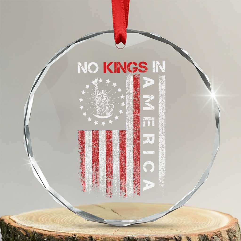 No Kings In America Crystal Glass Ornament Retro Freedom American Betsy Ross Flag - Wonder Print Shop