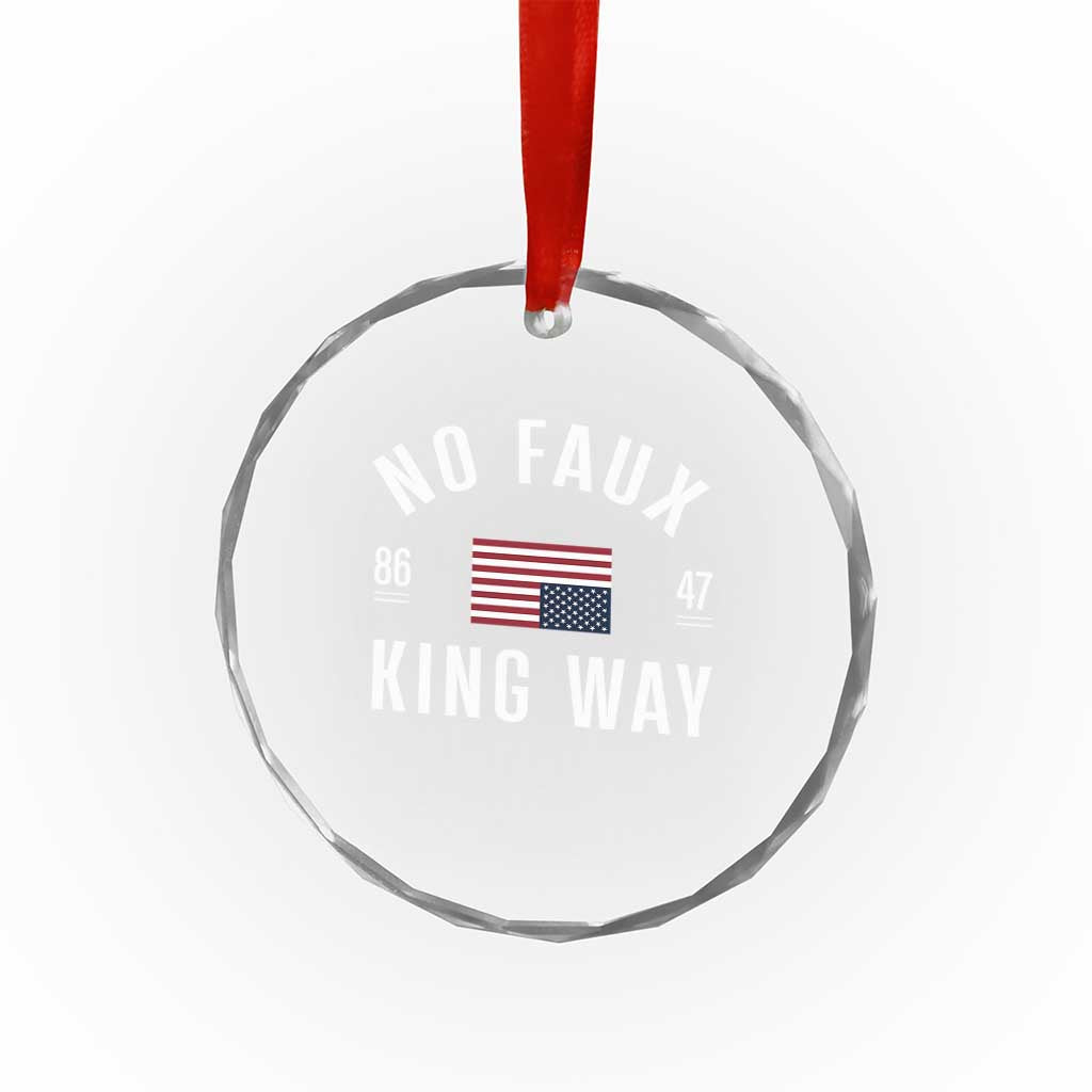 No Kings in America Crystal Glass Ornament US Flag Upside Down - Wonder Print Shop