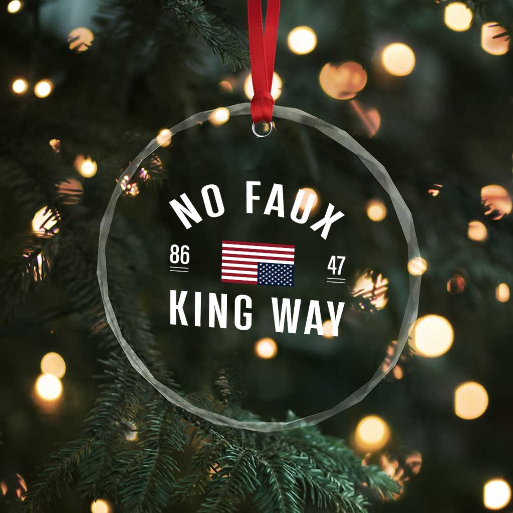 No Kings in America Crystal Glass Ornament US Flag Upside Down - Wonder Print Shop