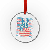 No Kings In America Crystal Glass Ornament USA Flag Peace Sign Hand 4th of July Patriotic - Wonder Print Shop