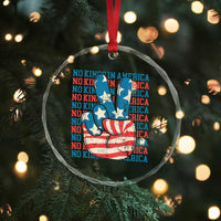 No Kings In America Crystal Glass Ornament USA Flag Peace Sign Hand 4th of July Patriotic - Wonder Print Shop