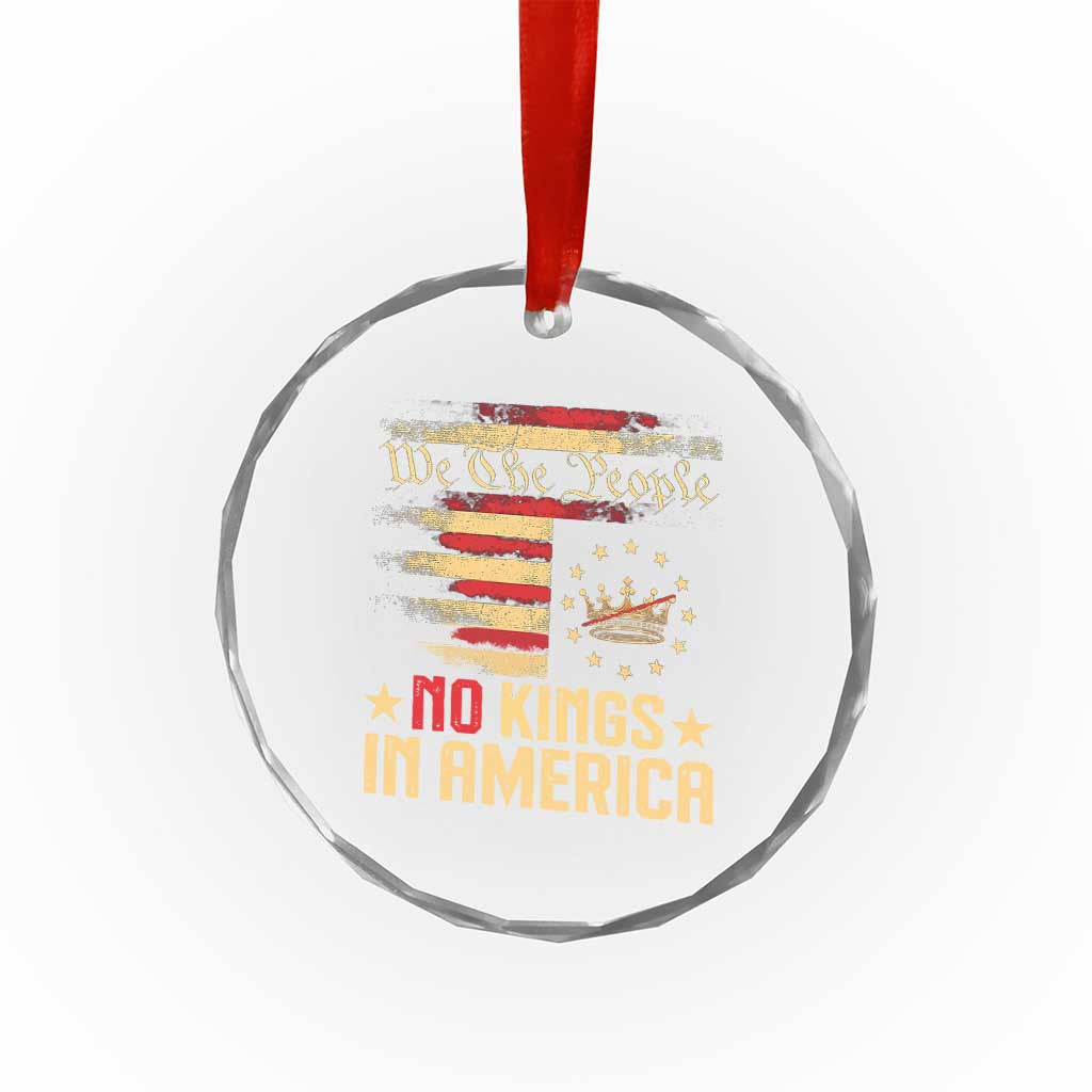 No Kings in America Crystal Glass Ornament Vintage Old American Flag Patriotic 1776 We The People - Wonder Print Shop