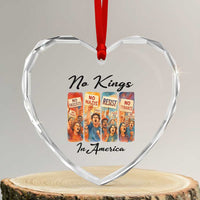 No Kings In America Heart Crystal Glass Ornament American Anti Authoritarian Protest