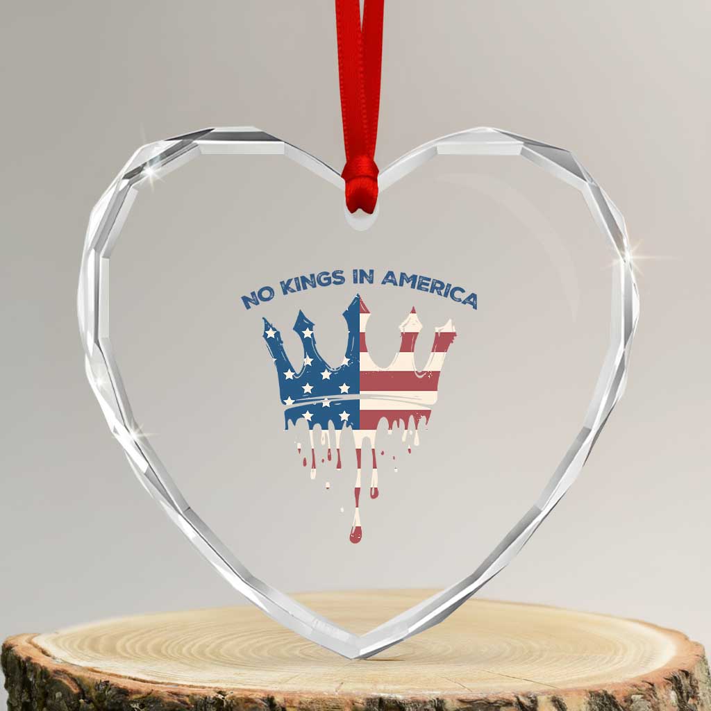 No Kings In America Heart Crystal Glass Ornament Dripping Crown - Wonder Print Shop