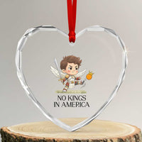 No Kings In America Heart Crystal Glass Ornament Funny Saint Michael Kicking Crown