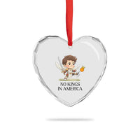 No Kings In America Heart Crystal Glass Ornament Funny Saint Michael Kicking Crown