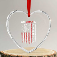 No Kings In America Heart Crystal Glass Ornament Retro Freedom American Betsy Ross Flag - Wonder Print Shop