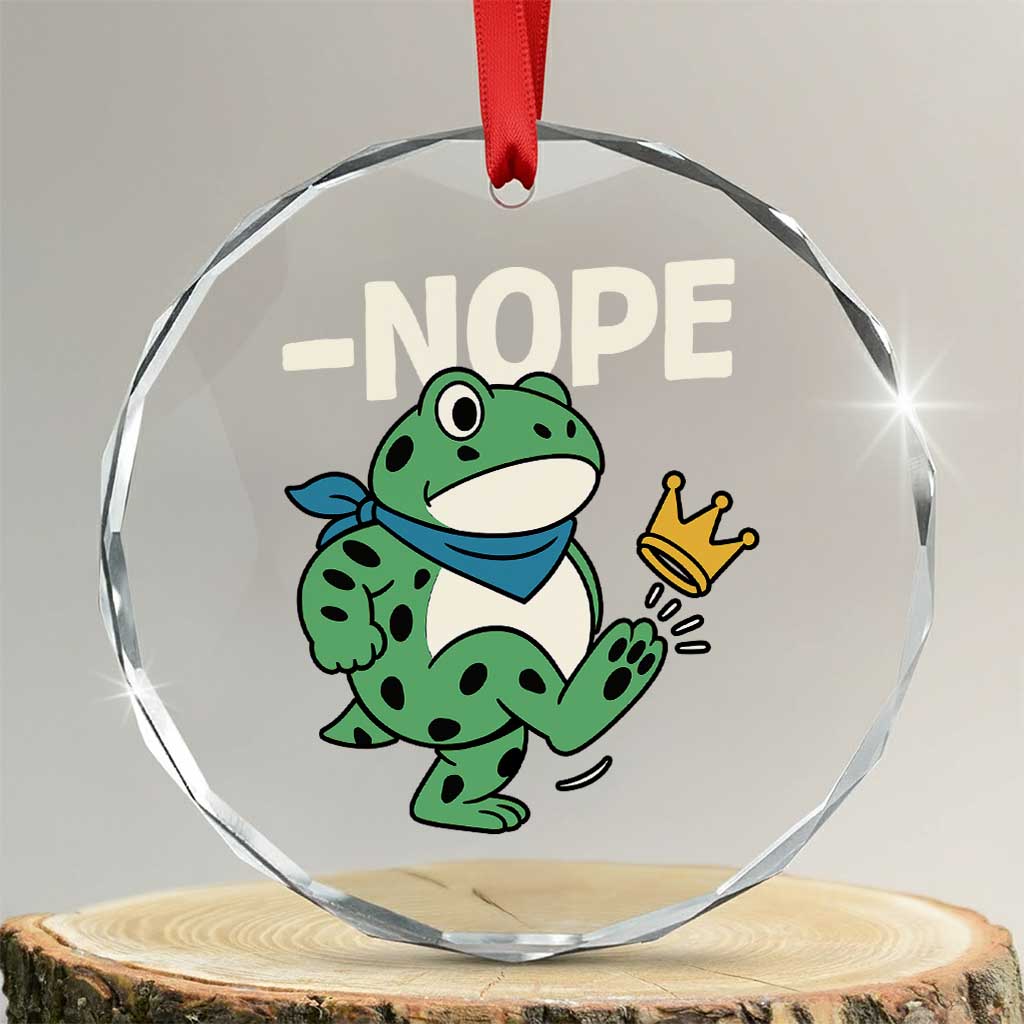 No Kings in America Portland Frog Crystal Glass Ornament Funny Political Meme - Wonder Print Shop