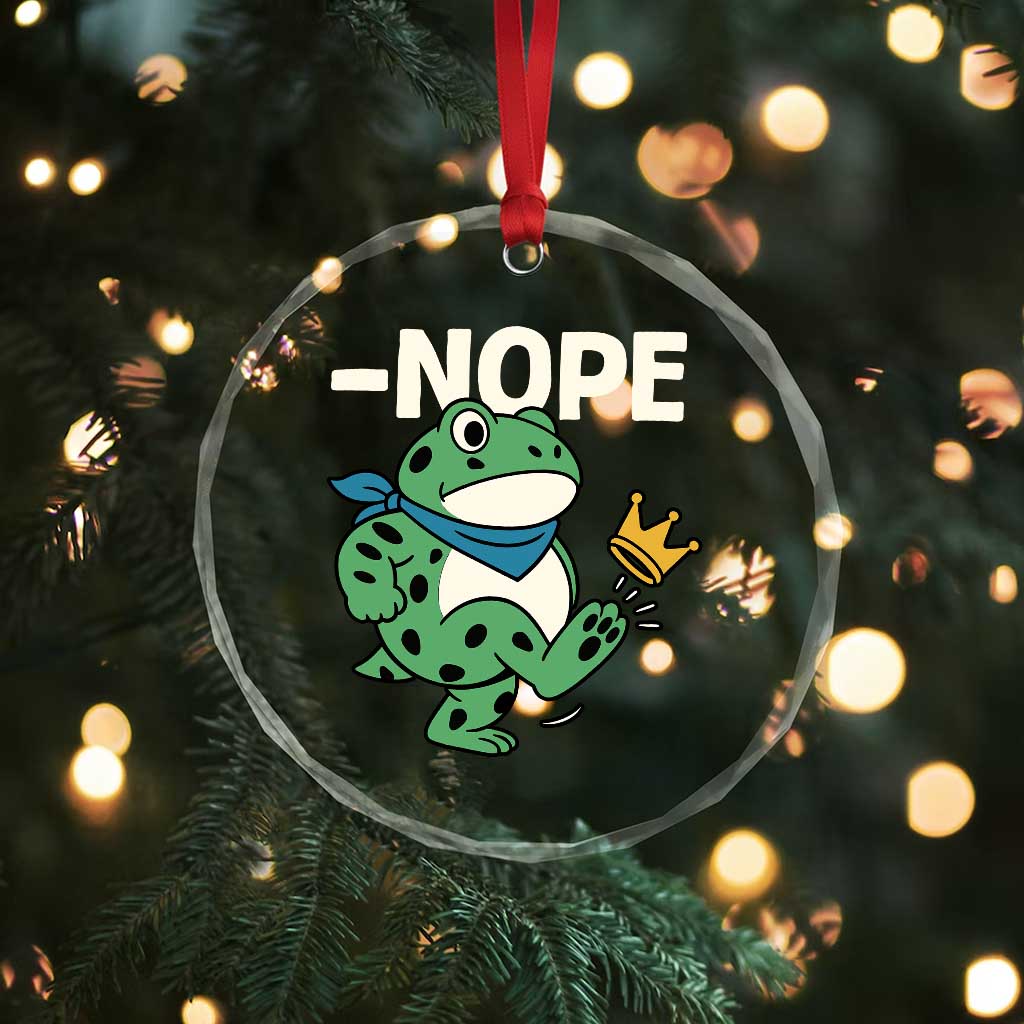 No Kings in America Portland Frog Crystal Glass Ornament Funny Political Meme - Wonder Print Shop