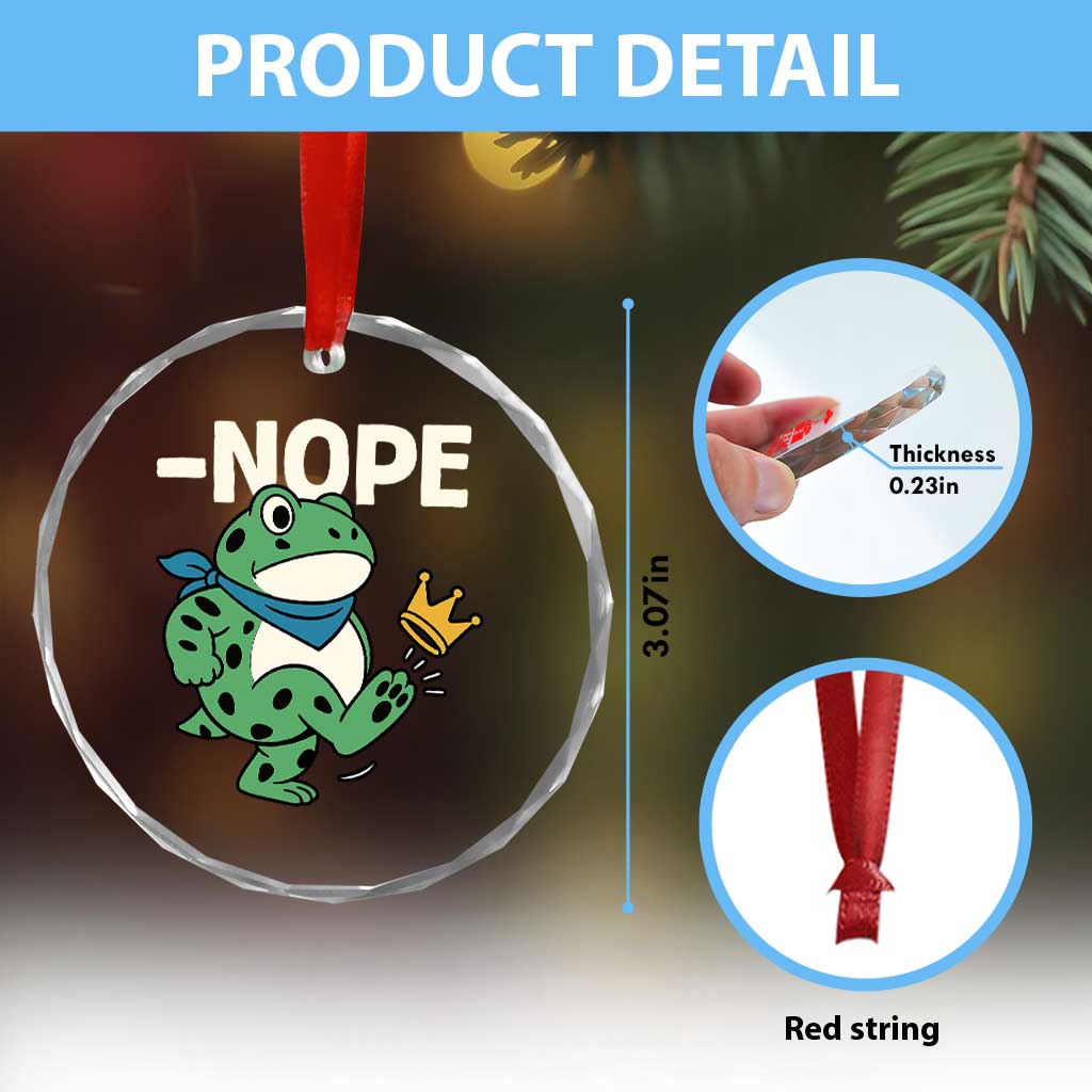 No Kings in America Portland Frog Crystal Glass Ornament Funny Political Meme - Wonder Print Shop