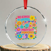 No Kings In America Protest Democraty Crystal Glass Ornament Floral Resist