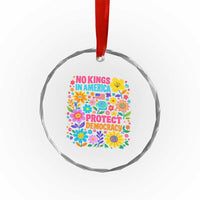 No Kings In America Protest Democraty Crystal Glass Ornament Floral Resist