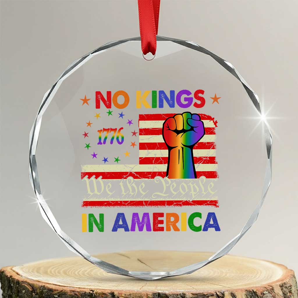 No Kings In America Rainbow Flag Crystal Glass Ornament - Wonder Print Shop