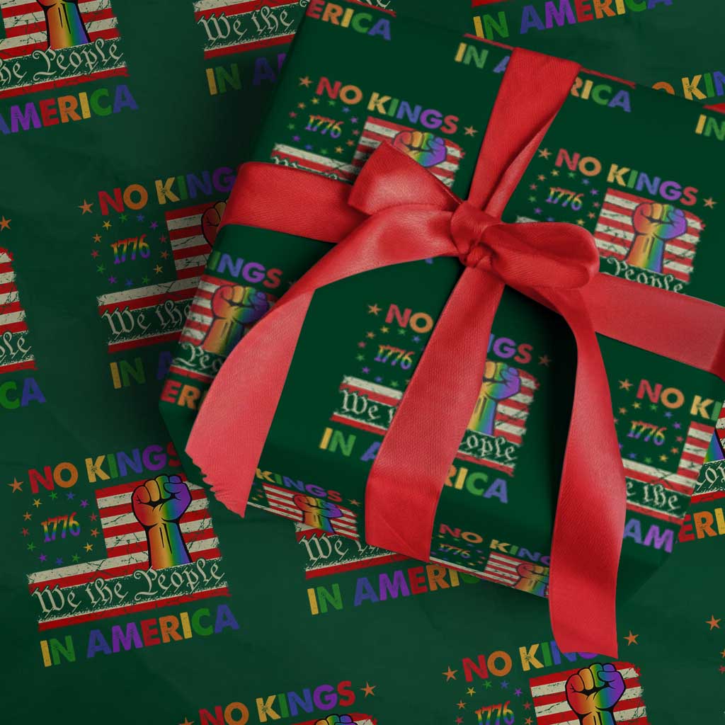 No Kings In America Rainbow Flag Wrapping Paper Roll - Wonder Print Shop