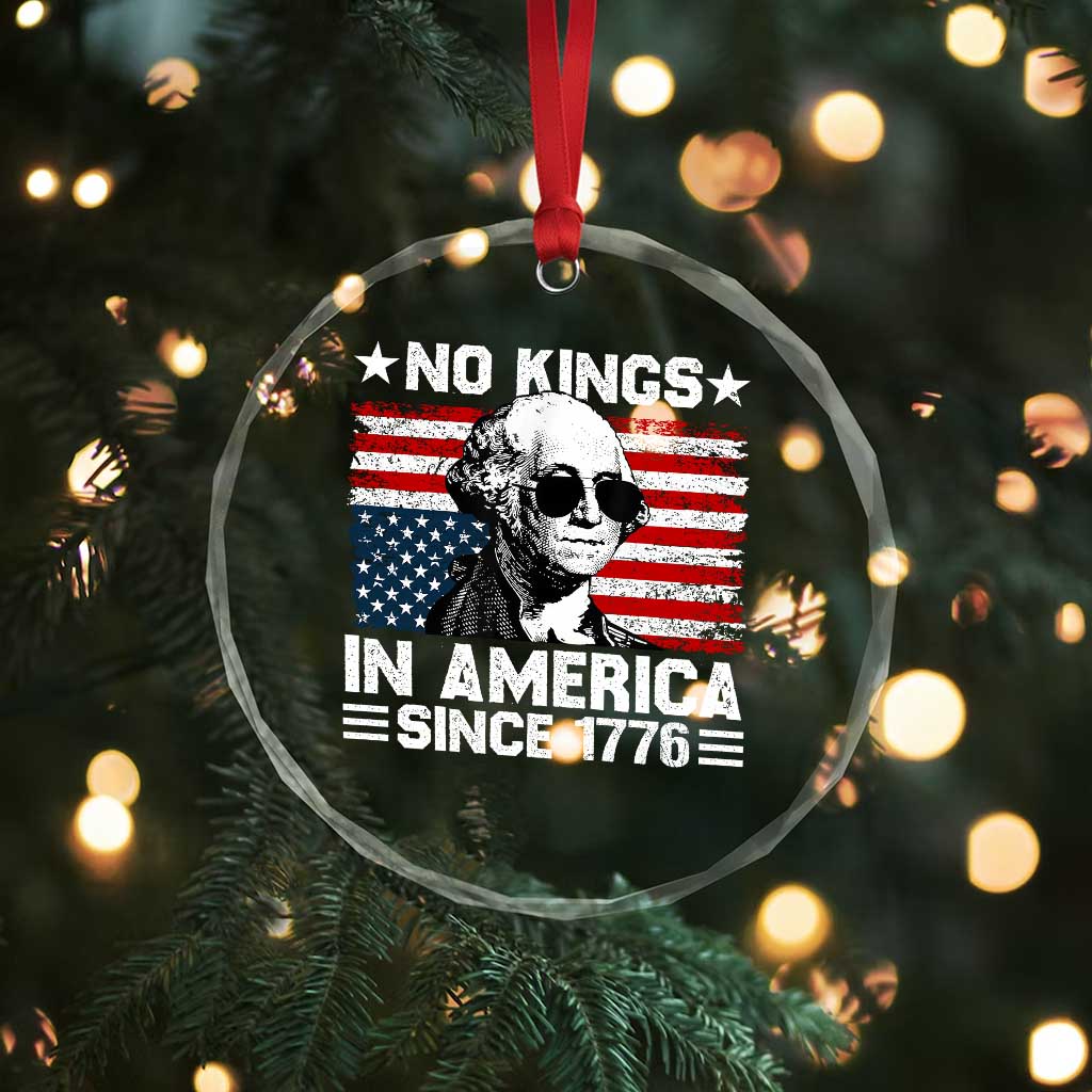No Kings In America Since 1776 Crystal Glass Ornament George Washington US Flag Upside Down - Wonder Print Shop