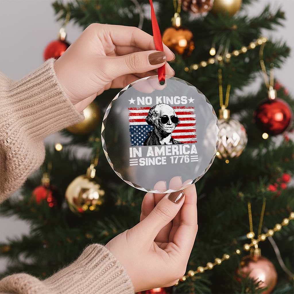 No Kings In America Since 1776 Crystal Glass Ornament George Washington US Flag Upside Down - Wonder Print Shop