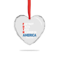 No Kings in America Since 1776 Heart Crystal Glass Ornament Foxtrot Delta Taco Funny Patriotic Military Alphabet - Wonder Print Shop